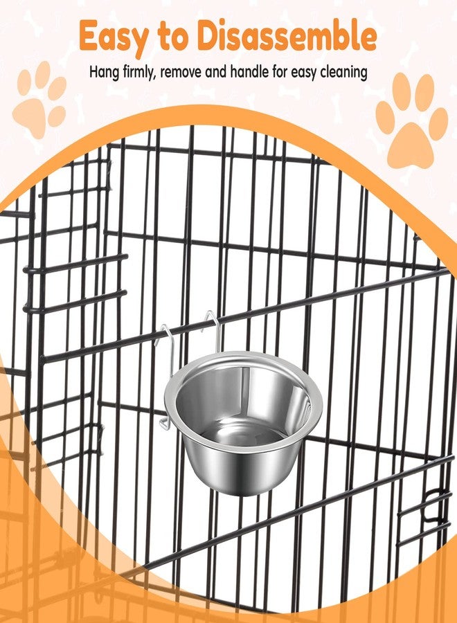 زوبيل 6 قطع وعاء معلق للحيوانات الأليفة، وعاء قفص الكلاب مع حامل، كوب من الفولاذ المقاوم للصدأ، كوب طعام وماء للكلاب، وعاء مانع للانسكاب، وعاء معلق لإطعام الأرانب، كوب قفص للكلاب والقطط (20 أونصة) - Image 4